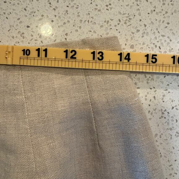 Vintage Beige Linen Midi Skirt Neutral Size 6 Medium Chic Workwear Career Office - Picture 6 of 7